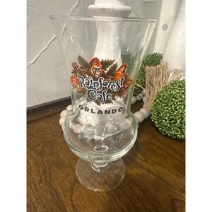 Rainforest Cafe Orlando Souvenir Hurricane Glass Clear Jungle Logo 8"